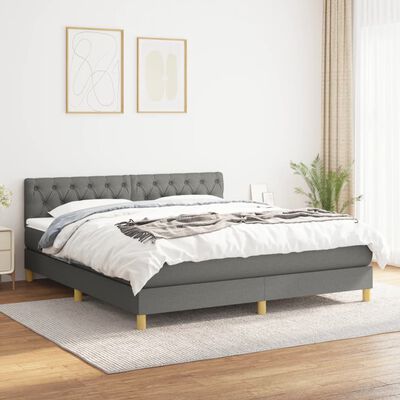 vidaXL Κρεβάτι Boxspring με Στρώμα Σκούρο Γκρι 160x200 εκ Υφασμάτινο