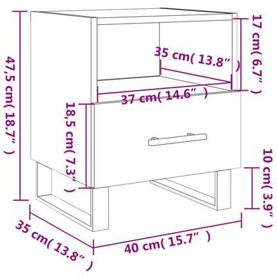 vidaXL Κομοδίνα 2 τεμ. Καφέ Δρυς 40 x 35 x 47,5 εκ. από Επεξεργ. Ξύλο