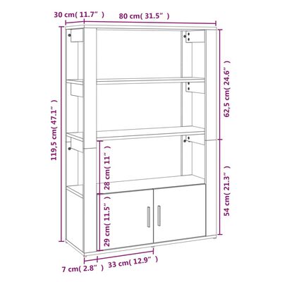 vidaXL Ντουλάπι Μαύρο 80x30x119,5 εκ. από Επεξεργασμένο Ξύλο