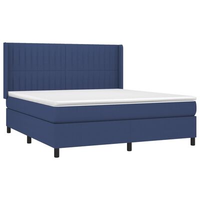 vidaXL Κρεβάτι Boxspring με Στρώμα Μπλε 180x200 εκ. Υφασμάτινο