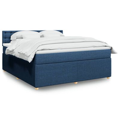 vidaXL Κρεβάτι Boxspring με Στρώμα Μπλε 180x200 εκ. Υφασμάτινο