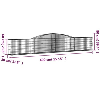 vidaXL Συρματοκιβώτιο Τοξωτό 400x30x60/80εκ. από Γαλβανισμένο Χάλυβα