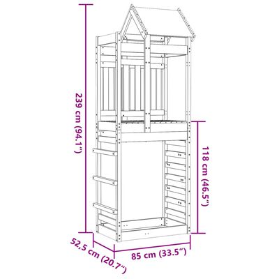 vidaXL Πύργος με Τοίχο Αναρρίχησης 85x52,5x239 εκ. Μασίφ Ξύλο Πεύκου