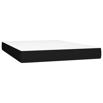 vidaXL Κρεβάτι Boxspring με Στρώμα & LED Μαύρο 140x190 εκ. Υφασμάτινο