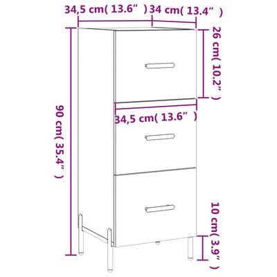 vidaXL Ντουλάπι Λευκό 34,5 x 34 x 90 εκ. από Επεξεργασμένο Ξύλο