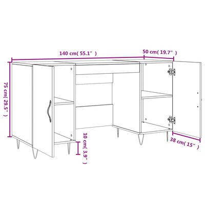 vidaXL Γραφείο Λευκό 140 x 50 x 75 εκ. από Επεξεργασμένο Ξύλο