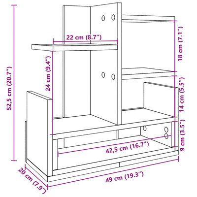 vidaXL Έπιπλο Οργάνωσης Γραφείου Καφέ Δρυς 49x20x52,5 εκ Επεξ. Ξύλο