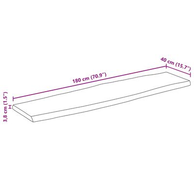 vidaXL Επιφάνεια Τραπεζιού 180x40x3,8 εκ. Live Edge Μασίφ Ξύλο Μάνγκο