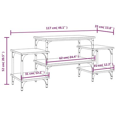 vidaXL Έπιπλο Τηλεόρασης Καπνιστή Δρυς 117x35x52 εκ. Επεξ. Ξύλο