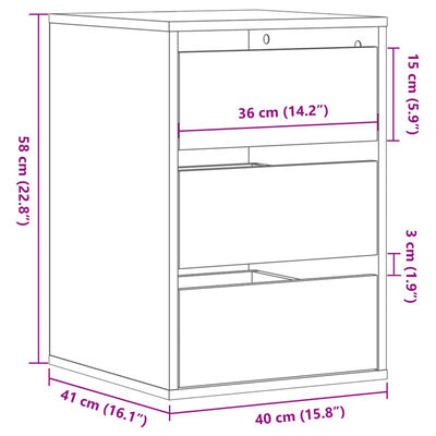 vidaXL Συρταριέρα Γωνιακή Μαύρη 40x41x58 εκ. από Επεξεργασμένο Ξύλο