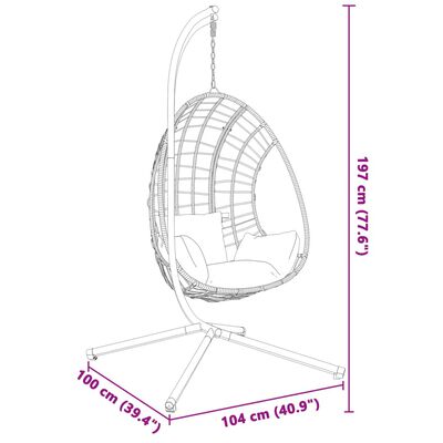 vidaXL Πολυθρόνα Egg Κρεμαστή Βάση Ανθρακί Ατσάλινη