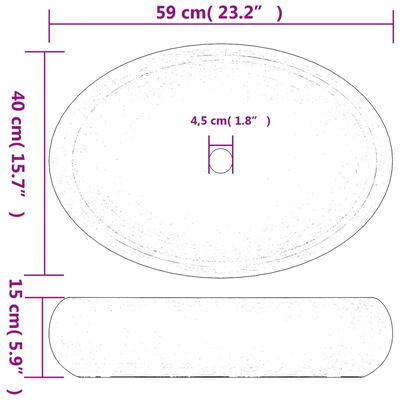 vidaXL Νιπτήρας Οβάλ Καφέ 59 x 40 x 15 εκ. Κεραμικός