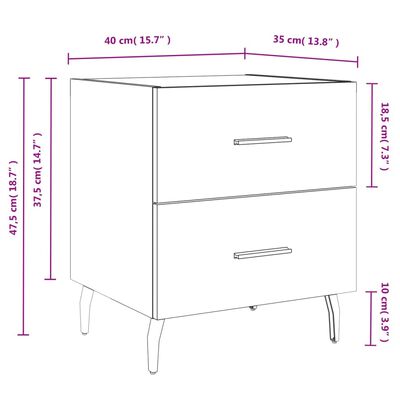 vidaXL Κομοδίνα 2 τεμ. Γκρι Sonoma 40 x 35 x 47,5 εκ. Επεξεργ. Ξύλο