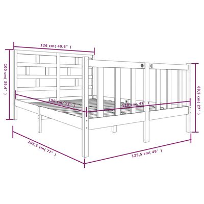 vidaXL Πλαίσιο Κρεβατιού 120 x 190 εκ. Μασίφ Πεύκο Small Double