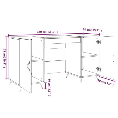 vidaXL Γραφείο Sonoma Δρυς 140 x 50 x 75 εκ. από Επεξεργασμένο Ξύλο