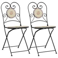 vidaXL Καρέκλες Bistro Πτυσσόμενες 2 τεμ. Τερακότα/Λευκές Κεραμικές