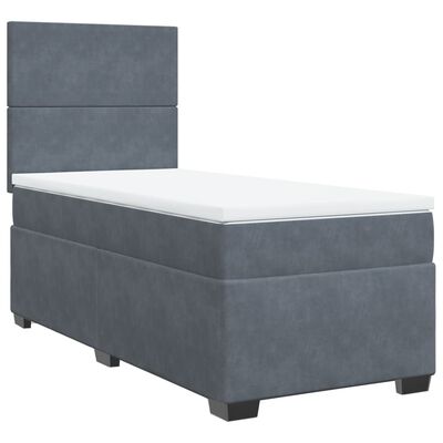 vidaXL Κρεβάτι Boxspring με Στρώμα Σκούρο Γκρι 80x200 εκ. Βελούδινο