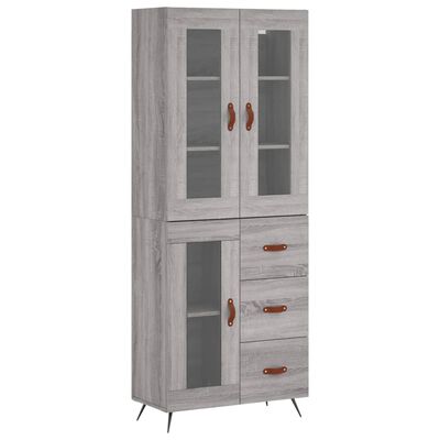 vidaXL Ντουλάπι Γκρι Sonoma 69,5 x 34 x 180 εκ. Επεξεργασμένο Ξύλο