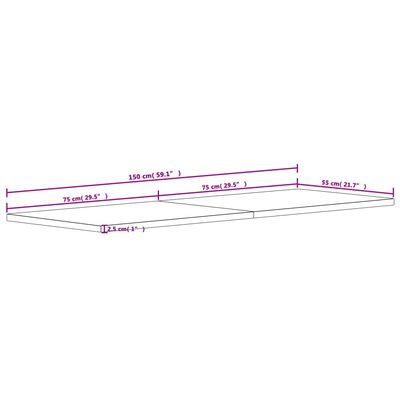 vidaXL Επιφάνεια Γραφείου 150 x 55 x 2,5 εκ. από Μασίφ Ξύλο Οξιάς