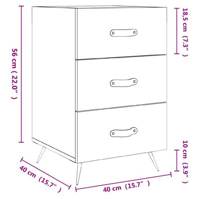 vidaXL Κομοδίνο Sonoma Δρυς 40 x 40 x 66 εκ. από Επεξεργασμένο Ξύλο