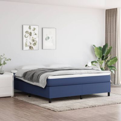 vidaXL Κρεβάτι Boxspring με Στρώμα Μπλε 180x200 εκ. Υφασμάτινο