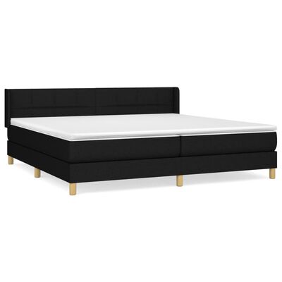 vidaXL Κρεβάτι Boxspring με Στρώμα Μαύρο 200x200 εκ. Υφασμάτινο