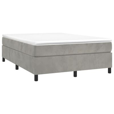 vidaXL Κρεβάτι Boxspring με Στρώμα Ανοιχτό Γκρι 140x190 εκ. Βελούδινο