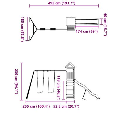 vidaXL Παιδική Χαρά Εξωτερικού Χώρου από Μασίφ Ξύλο Πεύκου