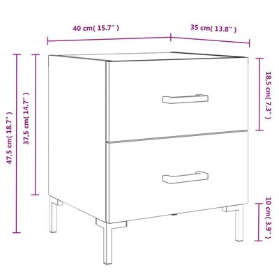 vidaXL Κομοδίνο Γκρι Sonoma 40 x 35 x 47,5 εκ. από Επεξεργασμένο Ξύλο