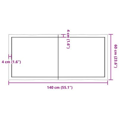 vidaXL Επιφάνεια Τραπεζιού 140x60x(2-6)εκ Ακατέργαστο Μασίφ Ξύλο Δρυός