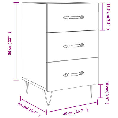 vidaXL Κομοδίνο Γκρι Σκυροδέματος 40x40x66 εκ. από Επεξεργασμένο Ξύλο