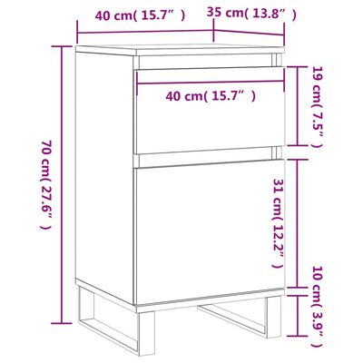 vidaXL Συρταριέρα Γκρι Sonoma 40 x 35 x 70 εκ. από Επεξεργασμένο Ξύλο