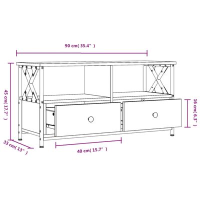 vidaXL Έπιπλο Τηλεόρασης Μαύρο 90 x 33 x 45 εκ. Επεξεργ. Ξύλο / Σίδερο