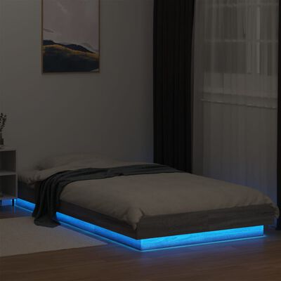 vidaXL Πλαίσιο Κρεβατιού με LED Γκρι Sonoma 100x200 εκ. Επεξεργ. Ξύλο