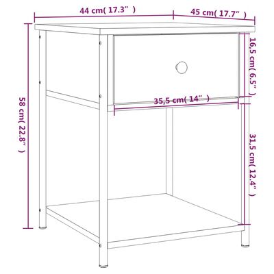 vidaXL Κομοδίνο Μαύρο 44 x 45 x 58 εκ. από Επεξεργασμένο Ξύλο