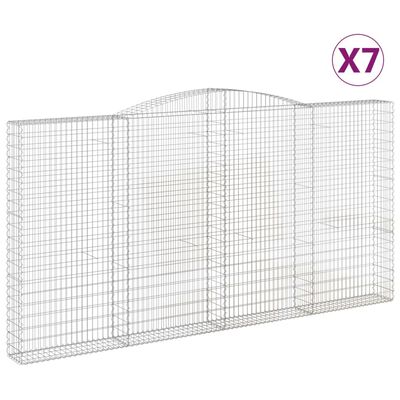 vidaXL Συρματοκιβώτια Τοξωτά 7 τεμ. 400x30x200/220 εκ. Γαλβαν. Ατσάλι