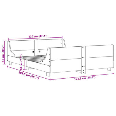 vidaXL Σκελετός Κρεβ. Χωρίς Στρώμα Λευκό 120x200 εκ Μασίφ Πεύκο