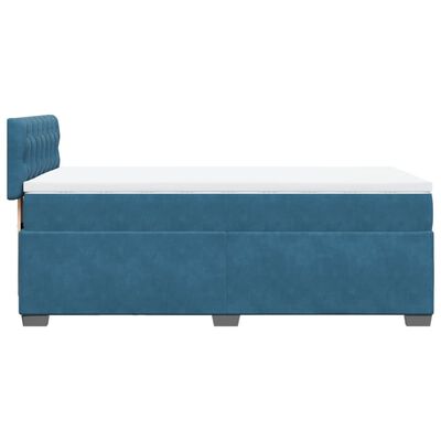 vidaXL Κρεβάτι Boxspring με Στρώμα Σκούρο Μπλε 90x190 εκ. Βελούδινο