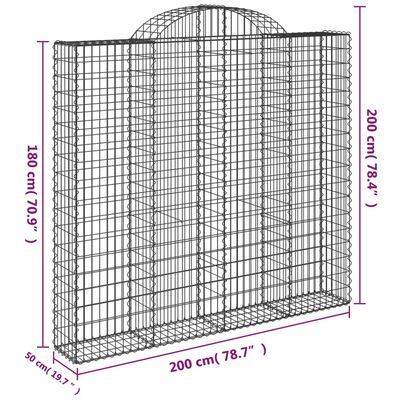 vidaXL Συρματοκιβώτια Τοξωτά 9 τεμ. 200x50x180/200 εκ. Γαλβαν. Ατσάλι