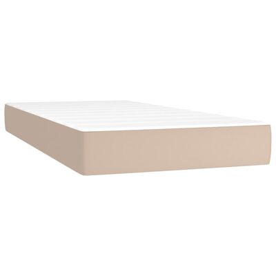 vidaXL Κρεβάτι Boxspring Στρώμα&LED Καπουτσίνο 200x200 εκ. Συνθ. Δέρμα