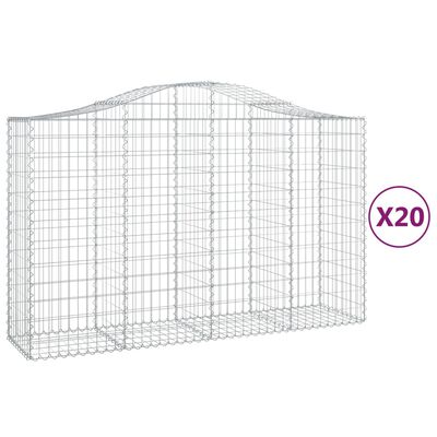 vidaXL Συρματοκιβώτια Τοξωτά 20 τεμ. 200x50x120/140 εκ. Γαλβαν. Ατσάλι