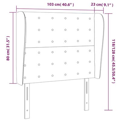 vidaXL Κεφαλάρι με Πτερύγια Σκούρο Γκρι 103x23x118/128 εκ. Βελούδινο