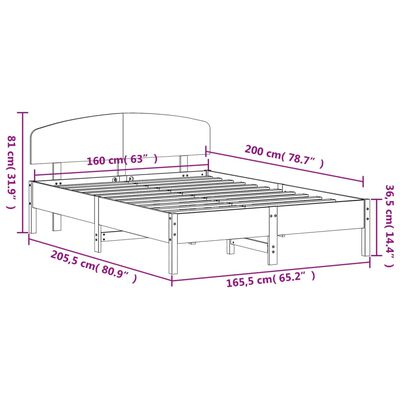 vidaXL Σκελετός Κρεβ. Χωρίς Στρώμα Καφέ Κεριού 160x200 εκ Μασίφ Πεύκο