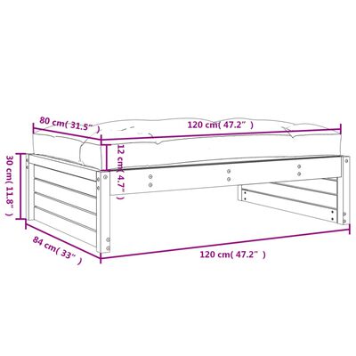 vidaXL Υποπόδιο Κήπου Γκρι 120 x 80 εκ. από Μασίφ Ξύλο Πεύκου