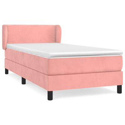 vidaXL Κρεβάτι Boxspring με Στρώμα Ροζ 100x200 εκ. Βελούδινο