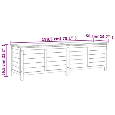 vidaXL Μπαούλο Αποθ. Κήπου Ανθρακί 198,5x50x56,5εκ Μασίφ Ξύλο Ελάτης