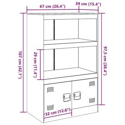 vidaXL Μπουφές Ανθρακί 67x39x107 εκ. από Ατσάλι