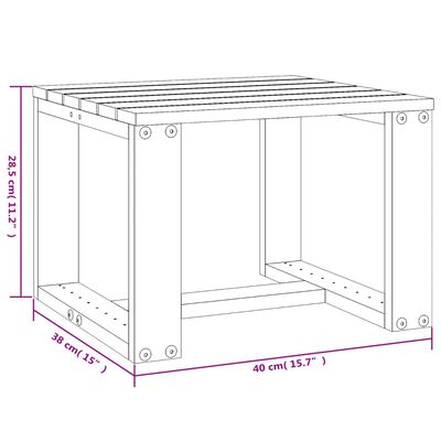 vidaXL Βοηθητικό Τραπέζι Κήπου Μαύρο 40x38x28,5 εκ. Μασίφ Ξύλο Πεύκου