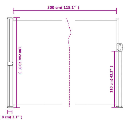 vidaXL Σκίαστρο Πλαϊνό Συρόμενο Μπεζ 180 x 300 εκ.