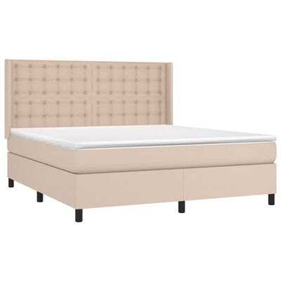 vidaXL Κρεβάτι Boxspring με Στρώμα Καπουτσίνο 180x200 εκ. Συνθ. Δέρμα